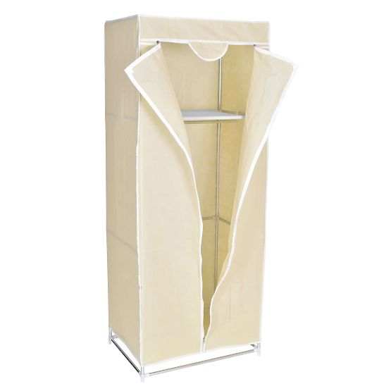 Textile Wardrobe with Shelf Fela - Beige