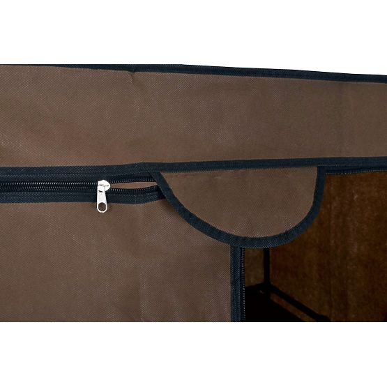 Textile Wardrobe with Shelf Fela - Dark Brown