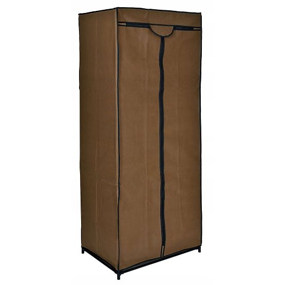 Textile Wardrobe with Shelf Fela - Dark Brown
