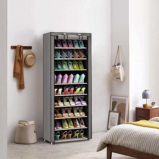 Textile Wardrobe with Shelves for Clothes and Shoes