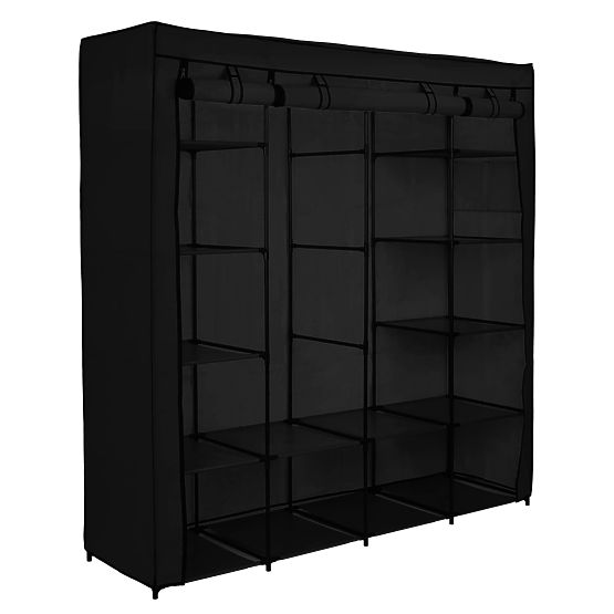 Textile Wardrobe with Shelves Olena Black