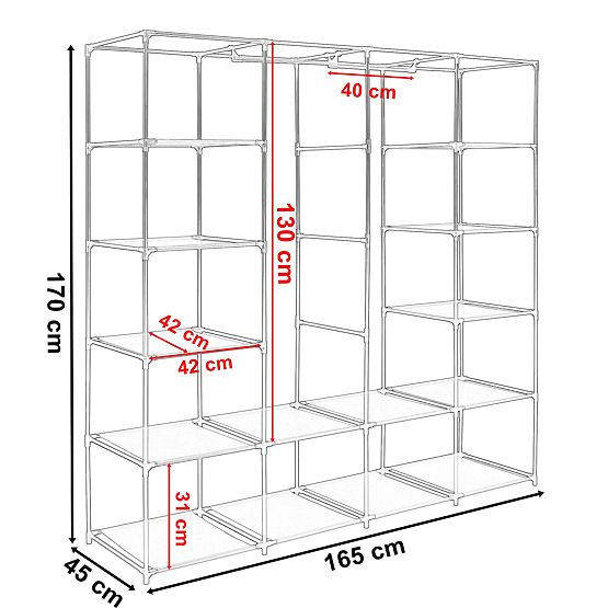 Textile Wardrobe with Shelves Olena Black
