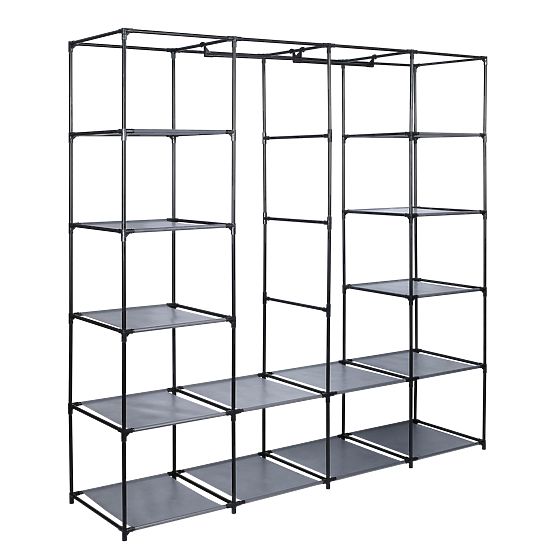 Textile Wardrobe with Shelves Olena Grey