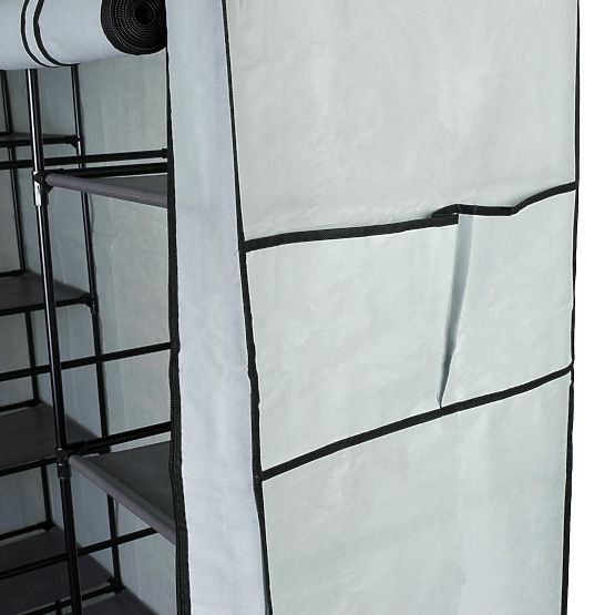 Textile Wardrobe with Shelves Olena Grey