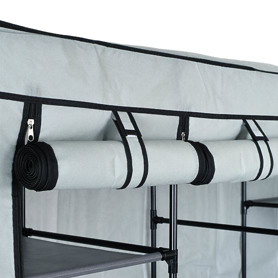 Textile Wardrobe with Shelves Olena Grey
