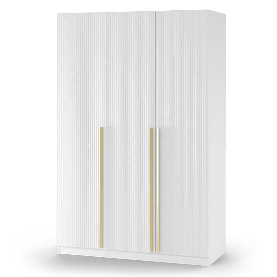 Three-door Neroli Wardrobe, Simple Grooves, White