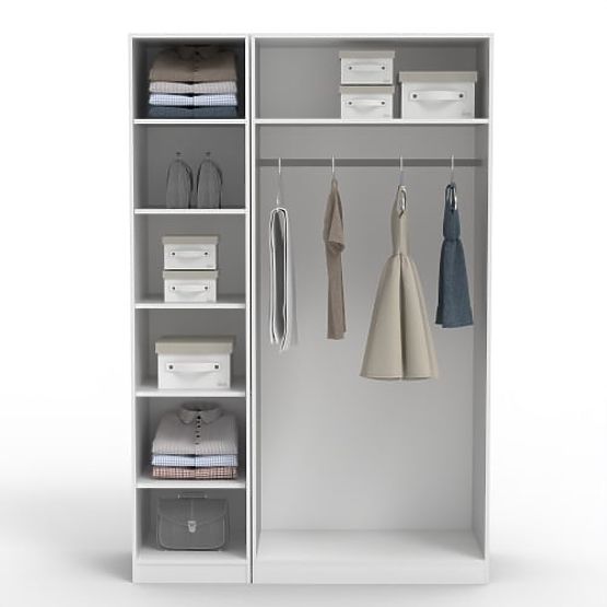 Three-Door Wardrobe Neroli, Arched Grooves, White