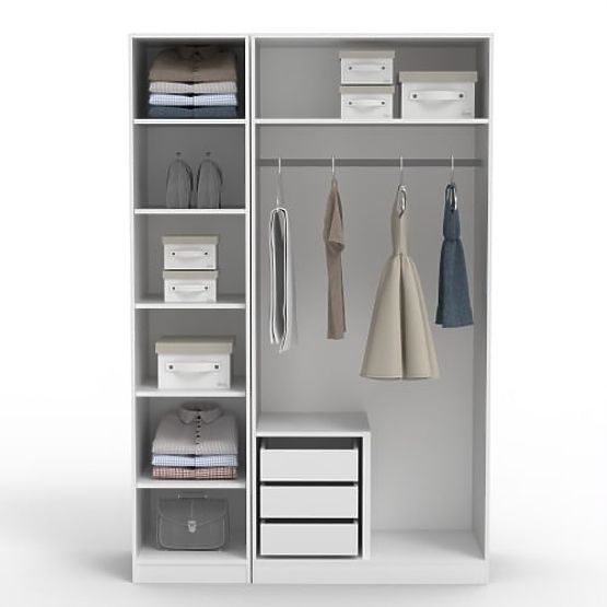 Three-Door Wardrobe Neroli, Arched Grooves, White