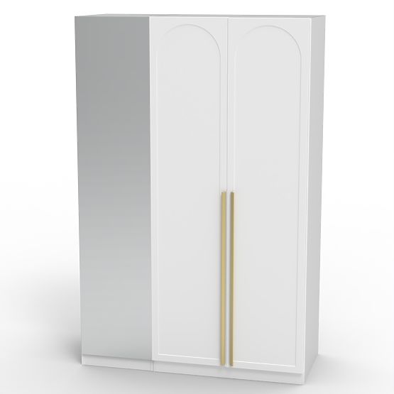 Three-Door Wardrobe Neroli, Mirror/Arch Panel, White