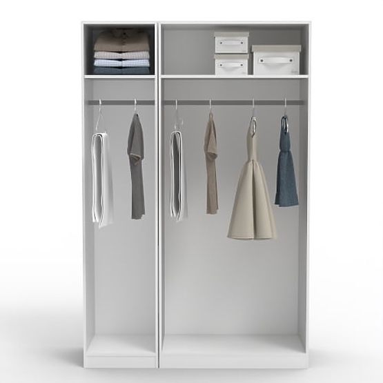 Three-Door Wardrobe Neroli, Mirror/Simple Grooves, White