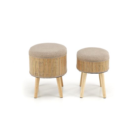 TICO Set of 2 Stools with Storage, Beige