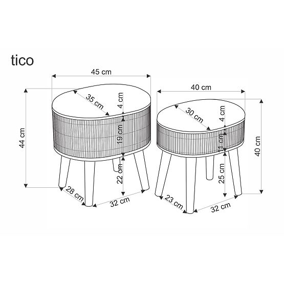 TICO Set of 2 Stools with Storage, Beige