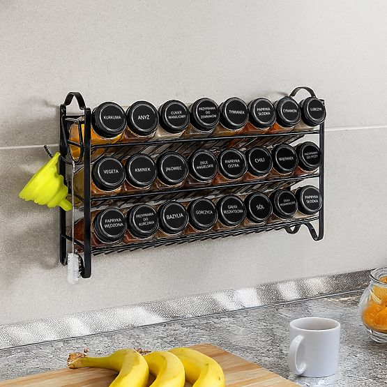 Tiered Spice Rack ENELDO 24 Jars + 72 Labels