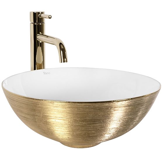 Timeless Washbasin REA STELLA WHITE GOLD BRUSH