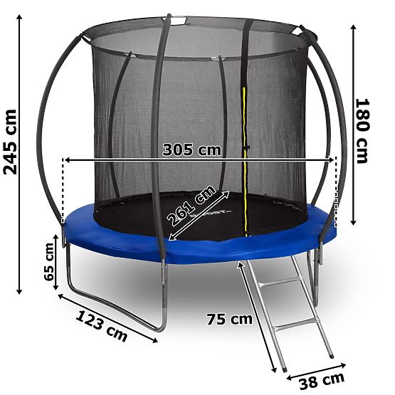 Trampoline with Net and Ladder HENZEN 244 cm Blue FT 8