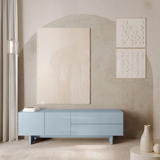 TV Cabinet Glim, Blue Smoke, Glossy