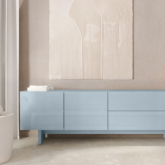 TV Cabinet Glim, Blue Smoke, Glossy