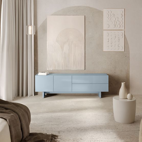 TV Cabinet Glim, Blue Smoke, Glossy