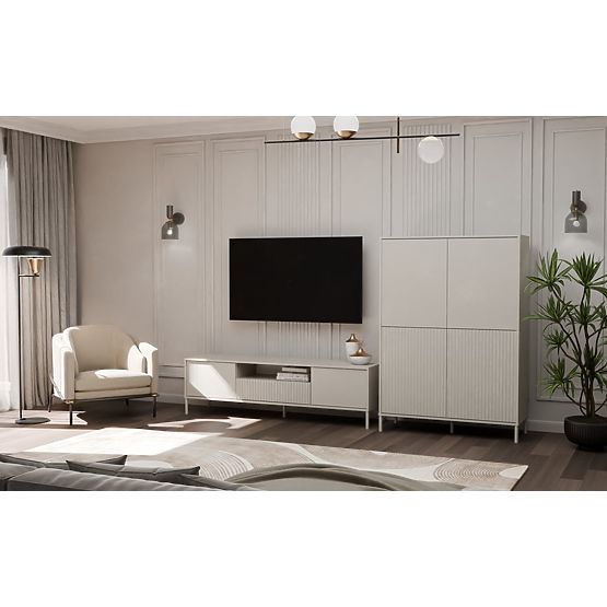 TV Cabinet KAMARO 160 Cashmere Grooved Front + Classic