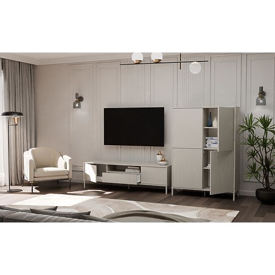 TV Cabinet KAMARO 160 Cashmere Grooved Front + Classic
