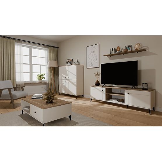 TV Cabinet POINT 2D Cashmere Beige Oak Castello TV Cabinet 2 Doors