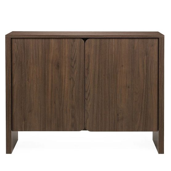 Two-Door Moku Sideboard Walnut Villa, Rounded Front Surfaces