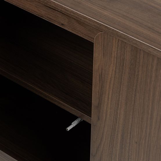 Two-Door Moku Sideboard Walnut Villa, Rounded Front Surfaces