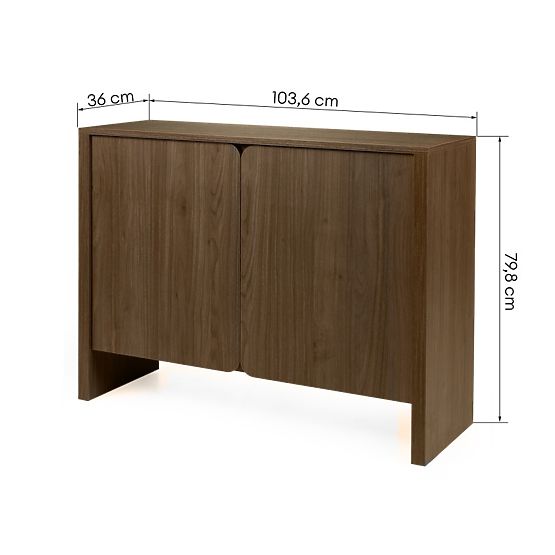 Two-Door Moku Sideboard Walnut Villa, Rounded Front Surfaces