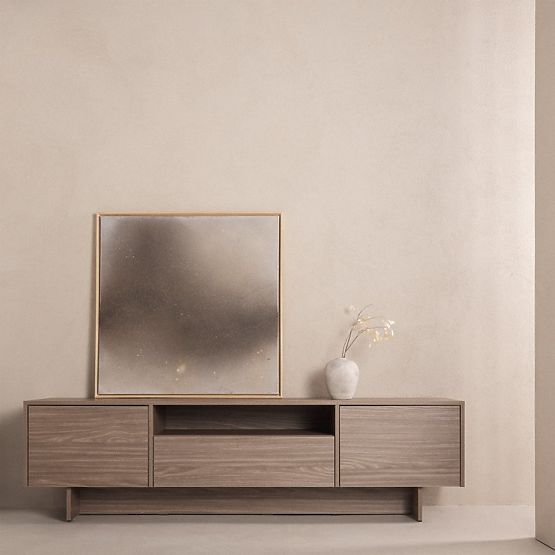 Two-door TV Cabinet with Drawer Kanso, Pearl Oak