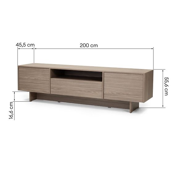 Two-door TV Cabinet with Drawer Kanso, Pearl Oak
