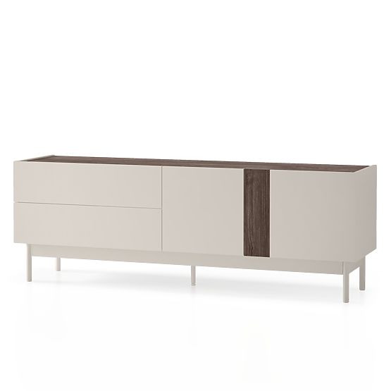 Two-Door TV Cabinet with Drawers Berula, Cashmere, Walnut Villa