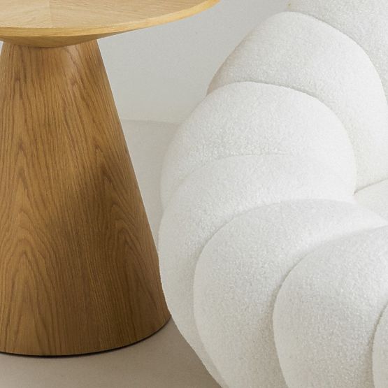 Two-seater Sofa Firenze White, Boucle, Rounded Shapes