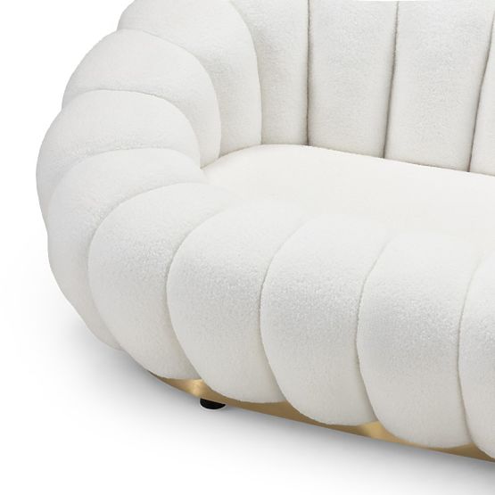 Two-seater Sofa Firenze White, Boucle, Rounded Shapes