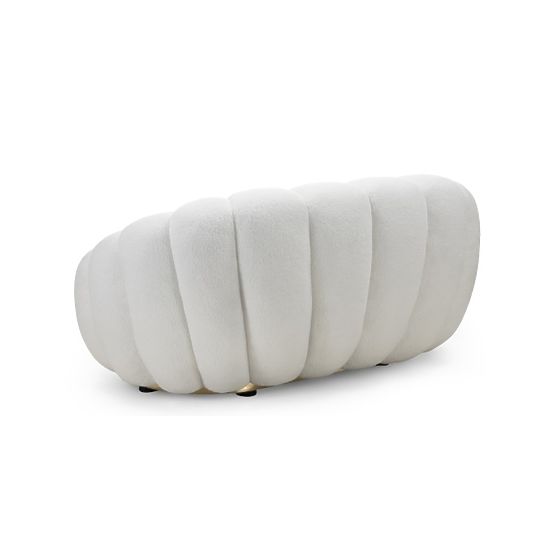 Two-seater Sofa Firenze White, Boucle, Rounded Shapes