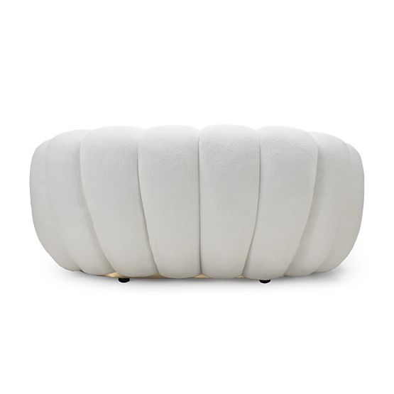 Two-seater Sofa Firenze White, Boucle, Rounded Shapes