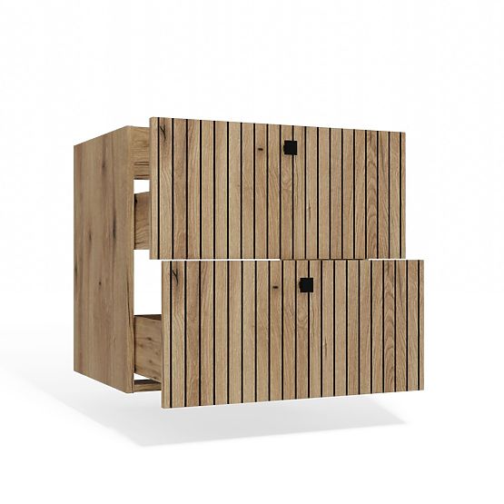 UNDER-SINK CABINET TIGO 60 2S OAK EVOKE 2 DRAWERS GROOVED FRONT PANEL WALL-MOUNTED