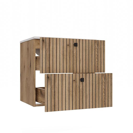 UNDER-SINK CABINET TIGO 60 2S OAK EVOKE GROOVED FRONT PANEL + SINK