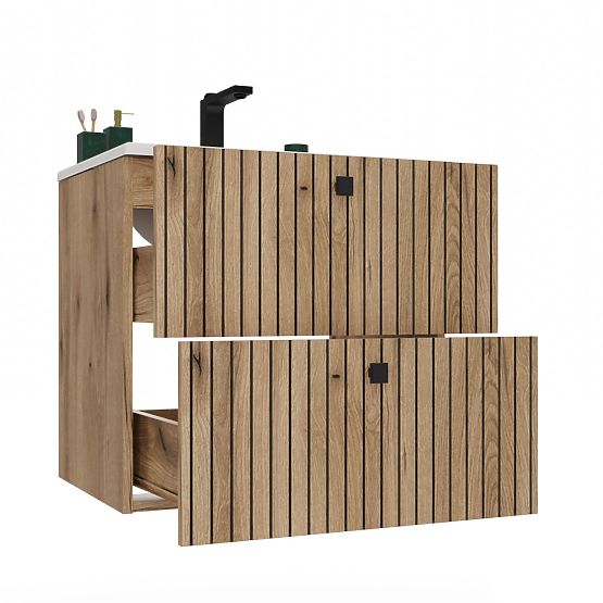 UNDER-SINK CABINET TIGO 60 2S OAK EVOKE GROOVED FRONT PANEL + SINK