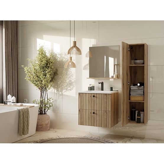 UNDER-SINK CABINET TIGO 60 2S OAK EVOKE GROOVED FRONT PANEL + SINK