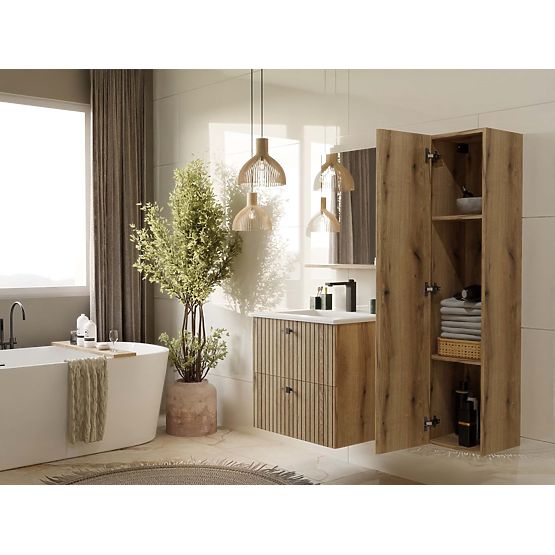 UNDER-SINK CABINET TIGO 60 2S OAK EVOKE GROOVED FRONT PANEL + SINK
