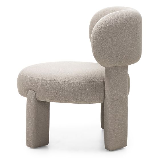 Upholstered Armchair Falone Grey-Beige, Boucle, Rounded