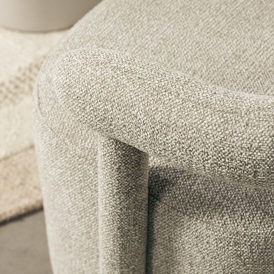 Upholstered Armchair Glen Grey, Rounded Shapes