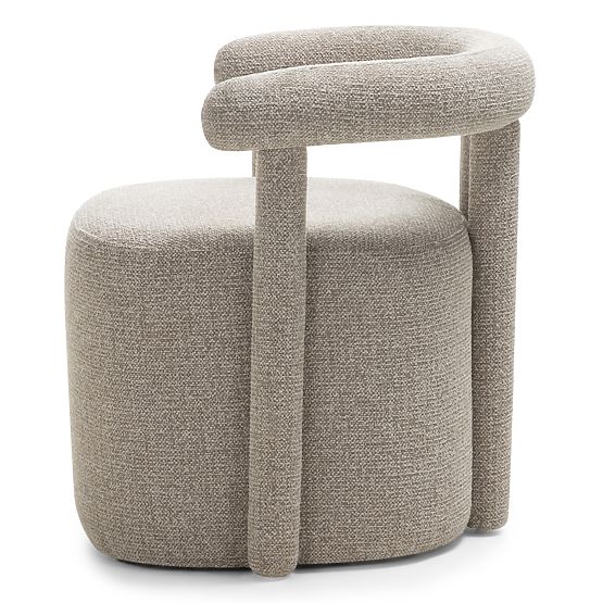 Upholstered Armchair Glen Grey, Rounded Shapes