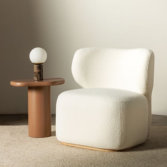 Upholstered Armchair Imai White, Rounded Shapes