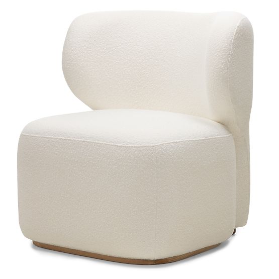 Upholstered Armchair Imai White, Rounded Shapes