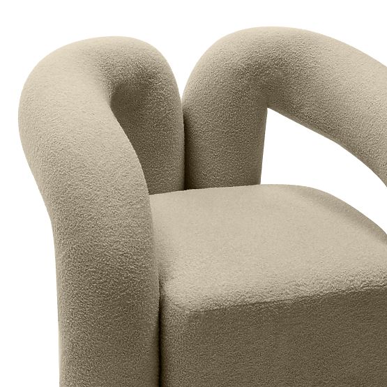 Upholstered Armchair Merry Brown, Boucle, Rounded Shapes