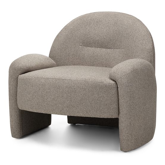 Upholstered Armchair Sheli Beige-Grey Mélange, Boucle, Rounded Shapes