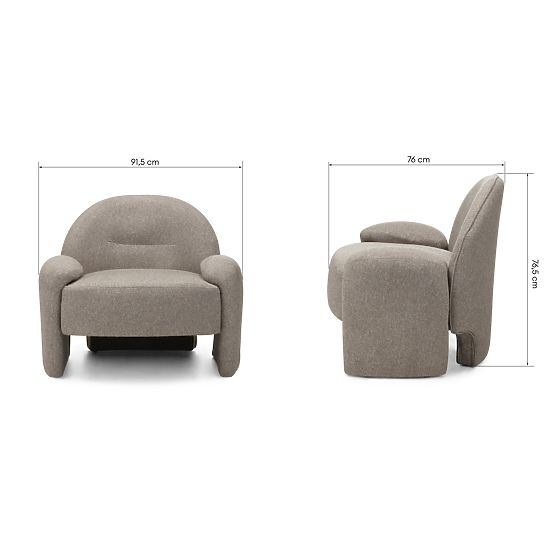 Upholstered Armchair Sheli Beige-Grey Mélange, Boucle, Rounded Shapes