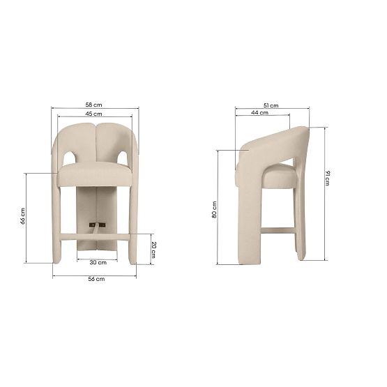 Upholstered Bar Stool Castelo Beige