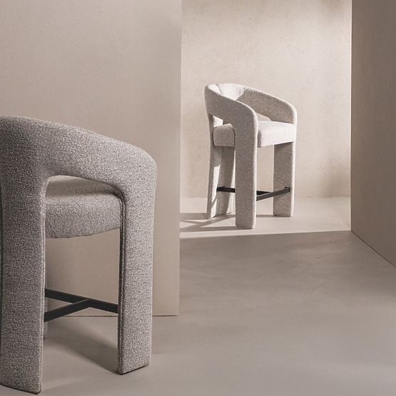 Upholstered Bar Stool Castelo Grey-Beige